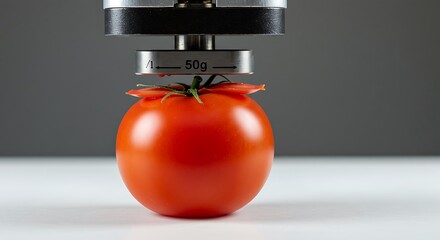 Precise Measurement: A Red Tomato Under Gentle Pressure