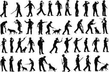 Police Officer Silhouette Vector Collection