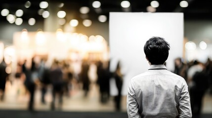 Fototapeta premium Person observing an exhibition hall.