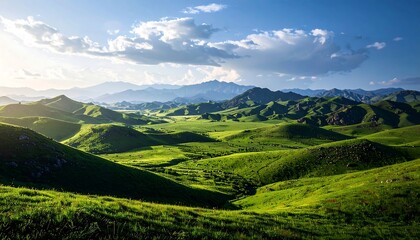 Lush Green Mountain Valley Landscape - Nature Photography