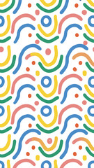 Geometric pattern: A vibrant and playful geometric pattern composed of colorful, fluid lines and dots. This design evokes a sense of dynamism and joy.