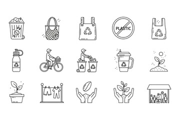 Recycling and Sustainable Living Icons Collection