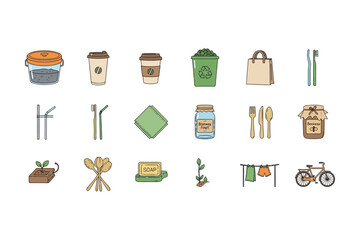 Eco-Friendly Lifestyle Objects Illustration for Sustainable Living
