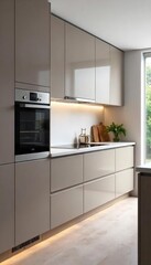 Sleek High-Gloss Kitchen Cabinets Modern Minimalist Design with Soft-Close Drawers