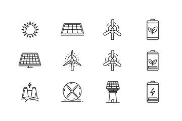 Illustrations Showing Alternative Energy Sources and Storage