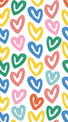 Obraz premium Vibrant Love Heart Pattern: A delightful seamless pattern features a collection of colorful hearts, evoking a sense of joy and affection.