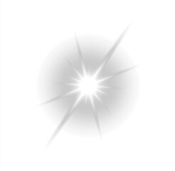 sparkle ligh effect, glowing sliver white light, light spark with rays, shining star with flakes, sparkle light bling effect, lens flare, flare light on transparent background. 