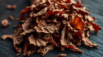 Close-up of dried tobacco leaves