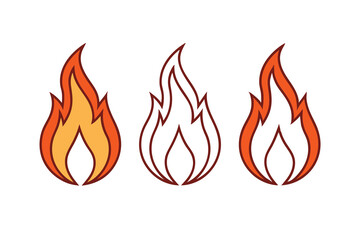 Three stylized flames orange yellow red fire heat