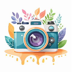 Obraz premium カラフルなレトロ風の一眼レフカメラ