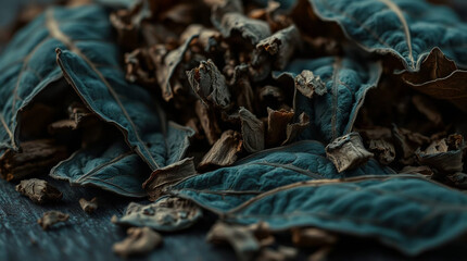 Close-up of dried tobacco leaves