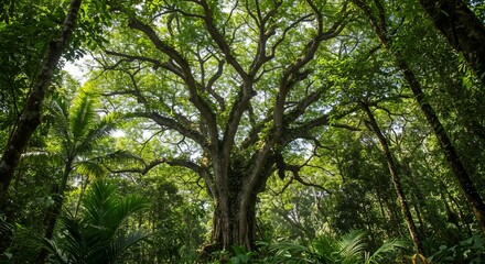 
A leafy tree in a tropical forest