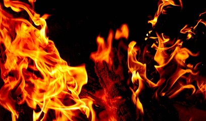 Flames of a bonfire