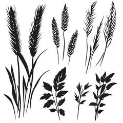 wheat silhouette set, Black & White silhouette set