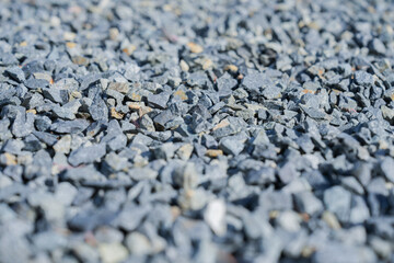 Angled close up view of sharp edge pea gravel