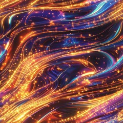 Abstract Seamless Flowing Liquid Waves Pattern in Vibrant Colors