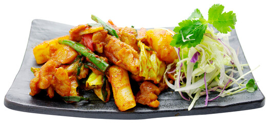 Korean Spicy Stir-Fried Chicken Dak Galbi with Vegetables