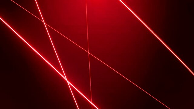 Dynamic red laser beams animation creating abstract futuristic background effect, glowing light