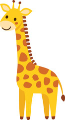 Cute cartoon giraffe, simple design, bright colors, standing pose.