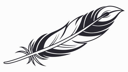 Obraz premium Black feather illustration against white background, for design element or graphic