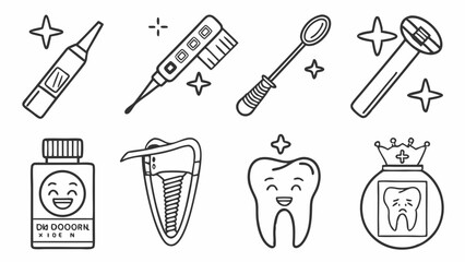 Obraz premium Dental hygiene tools and happy teeth