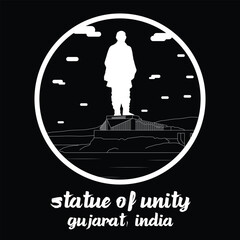 Circle Icon Statue of unity. Vector illustration