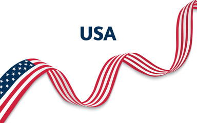 American ribbon flag. USA. Banner, poster. Vector illustration