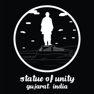 Circle Icon Statue of unity. Vector illustration