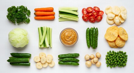 Vibrant Vegetable & Peanut Sauce Platter: A Fresh, Clean Culinary Arrangement