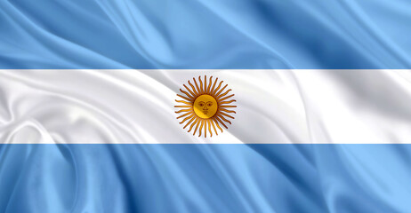National Flag Of Argentina Flying In The Air