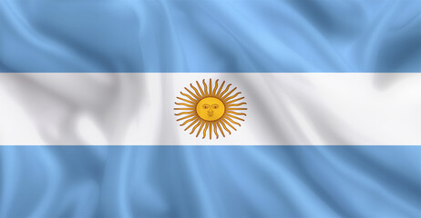National Flag Of Argentina Flying In The Air