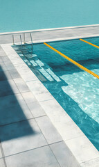 Obraz premium Serene turquoise swimming pool with calm water and modern architecture creating a tranquil escape retreat oasis