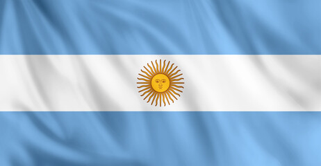 National Flag Of Argentina Flying In The Air