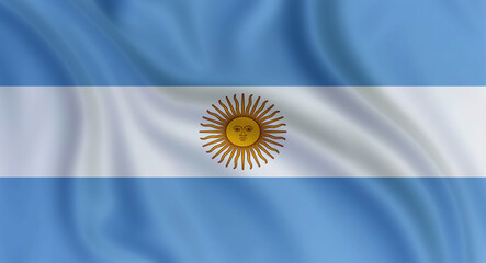 National Flag Of Argentina Flying In The Air