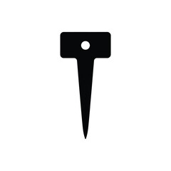 Simple Black Silhouette of a Plant Marker or Garden Label on White