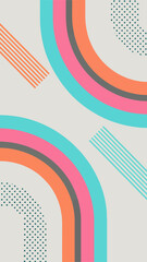 Abstract Geometric Graphic: A vibrant composition of colorful, arched lines and repeating dot patterns creates an eye-catching abstract design, perfect for modern and creative projects. 