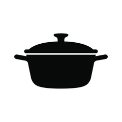 Black Silhouette Icon of a Cooking Pot with Lid