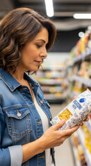 Grocery Shopping Experience Supermarket Aisle Food Product Selection Indoor Environment Eye-Level View Consumer Behavior Insights for SEO