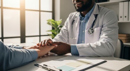 Consultation Process with a Healthcare Professional Medical Office Patient Interaction Bright Environment Close-up View Compassion in Care