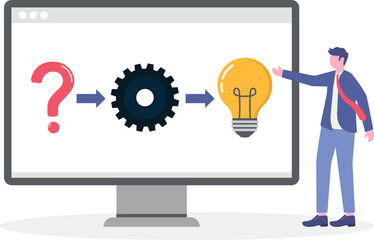 Problem solving skill, idea to solve difficulty challenge, process or procedure to fix problem,
