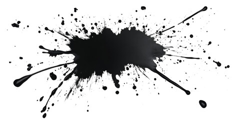 Radial Ink Splatter Isolated on Transparent Background for Creative Design Use