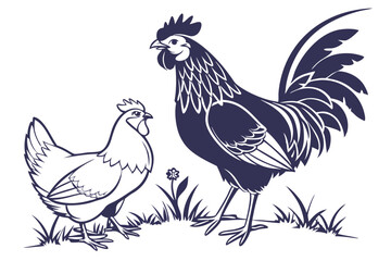 Farmyard Fowl Silhouette Vector