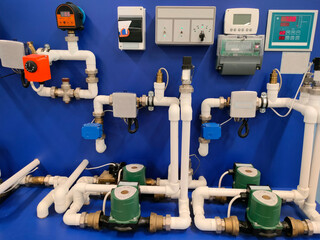 The control panel of the water supply system, with switches and indicators.