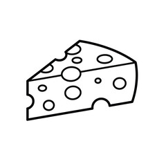Simple outline illustration of a triangular piece of swiss cheese