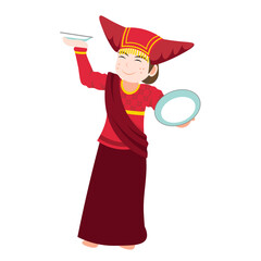 tari piring vector design