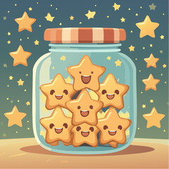 A cookie jar filled with laughing stars – joy in unexpected places.
