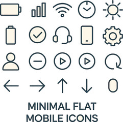 Minimal flat mobile icons 