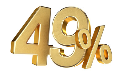 Golden 49 Percent Isolated on Transparent Background