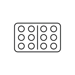 Minimalist Outline Icon of a Blister Pack of Pills or Tablets