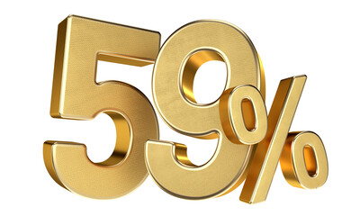 Golden 59 Percent Isolated on Transparent Background